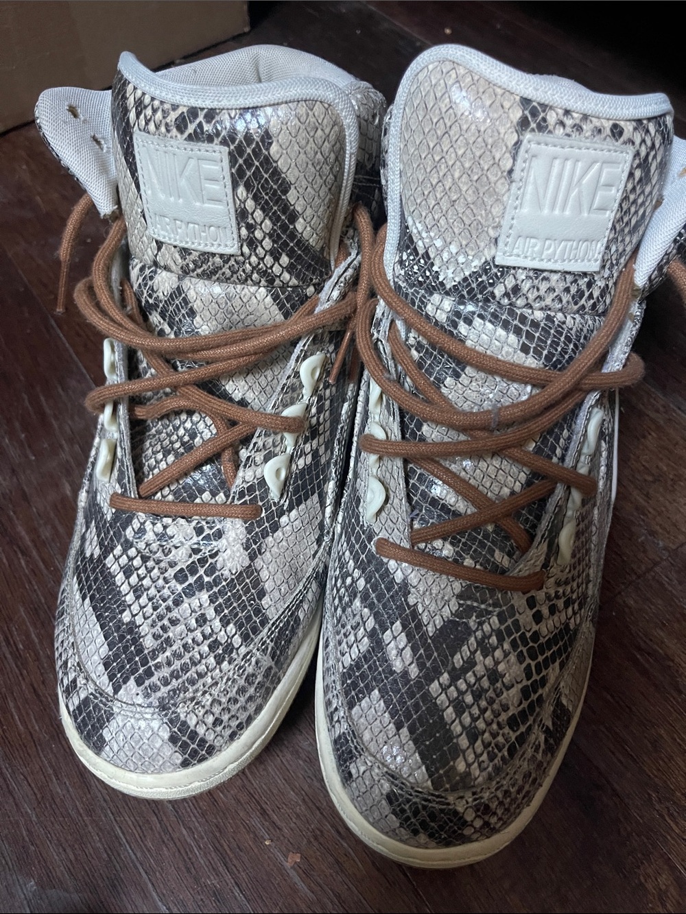 Nike Snake-Print High Top Sneakers - Beige/Black
